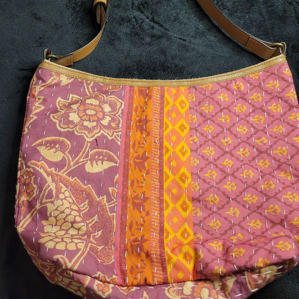 Anabaglish Bohemian Patchwork Hobo Bag Leather Strap Colorful Boho Shoulder Bag